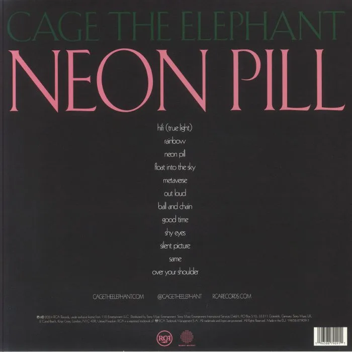 Обратная сторона обложки — CAGE THE ELEPHANT — Neon Pill