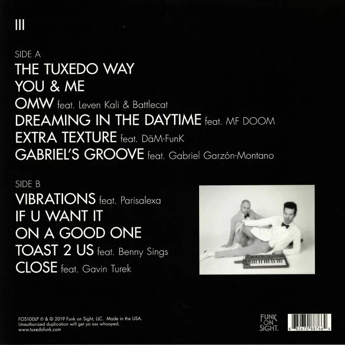Back cover — TUXEDO — Tuxedo III