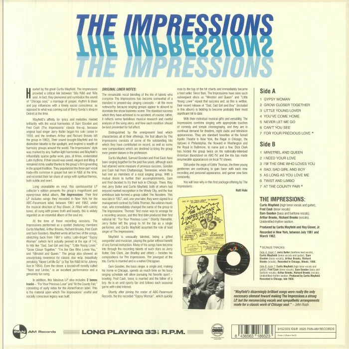 Back cover — The IMPRESSIONS — The Impressions Debut Album (reissue)