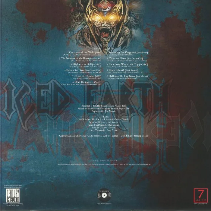 Обратная сторона обложки — ICED EARTH — Tribute To The Gods (reissue)