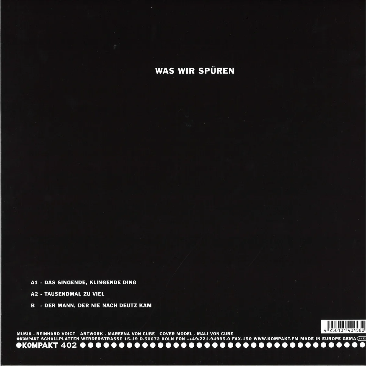 Back cover — Reinhard Voigt — Was wir spüren