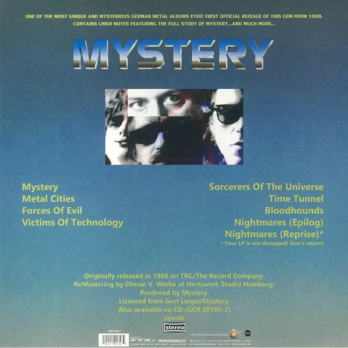 Back cover — MYSTERY — Mystery