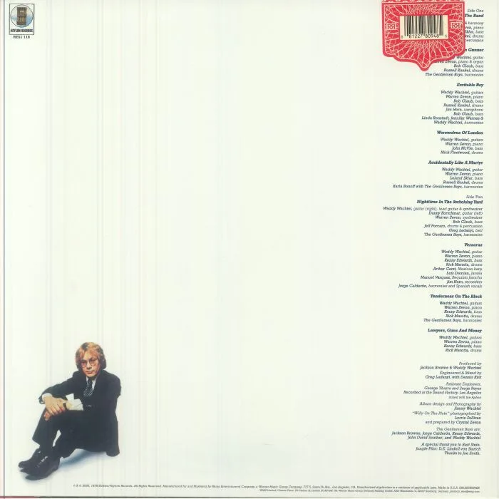 Back cover — Warren ZEVON — Excitable Boy (Rhino Reserve) (Rocktober 2025)