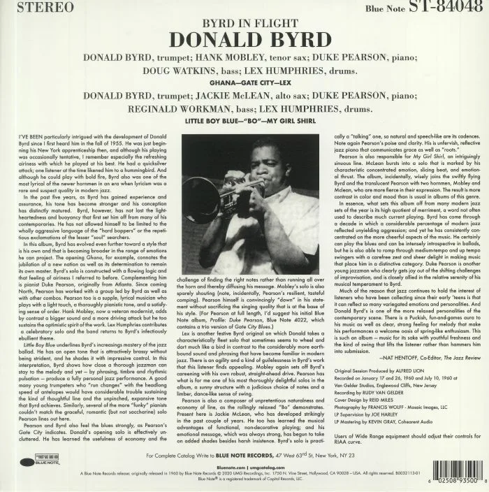 Back cover — Donald BYRD — Byrd In Flight (Tone Poet Series) (reissue)