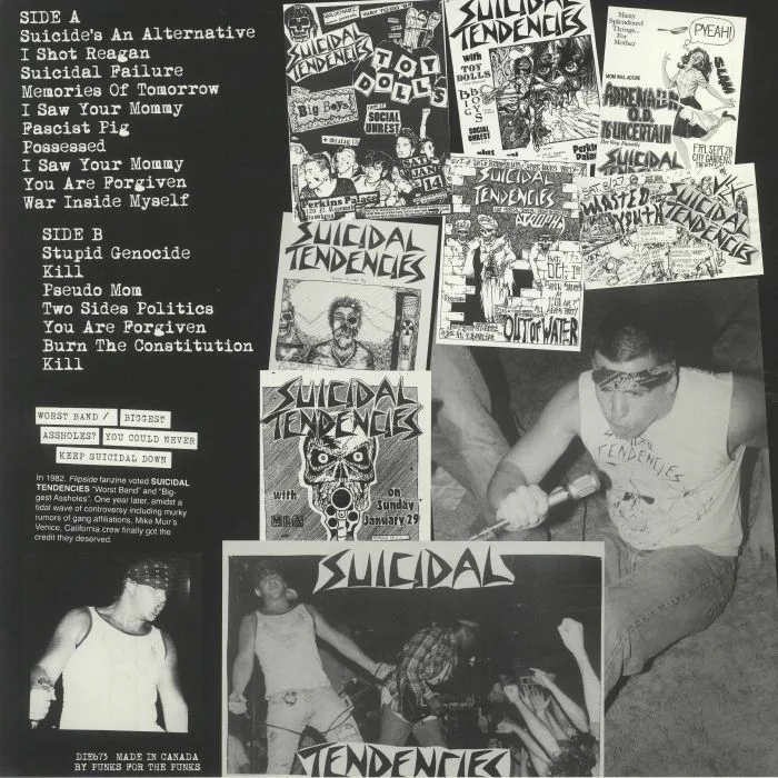 Back cover — SUICIDAL TENDENCIES — 1982 Demos