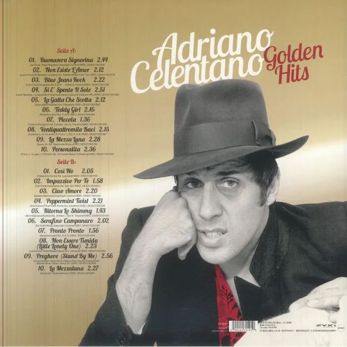 Обратная сторона обложки — Adriano CELENTANO — Golden Hits