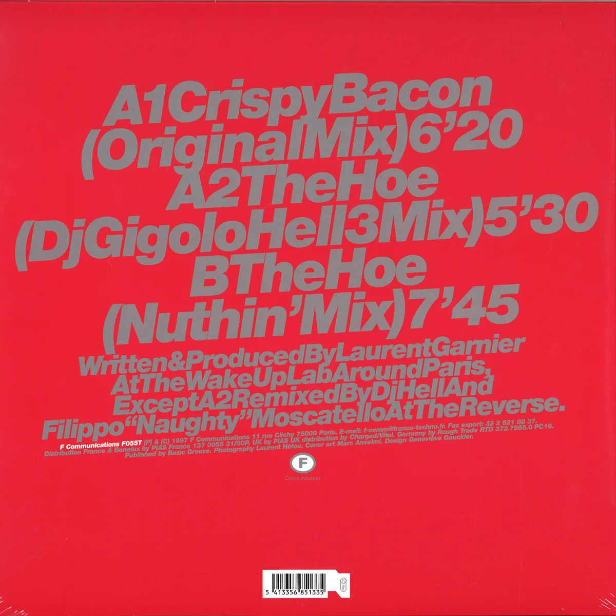 Back cover — Laurent Garnier — Crispy Bacon *1* Red