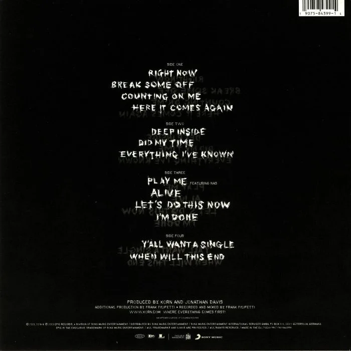 Back cover — KORN — Take A Look In The Mirror (reissue)