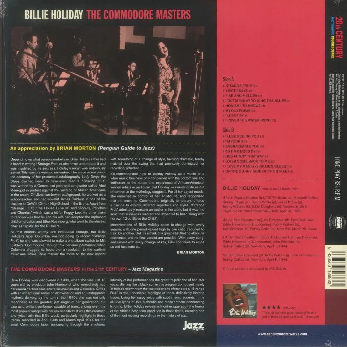 Обратная сторона обложки — Billie HOLIDAY — The Commodore Masters (reissue)