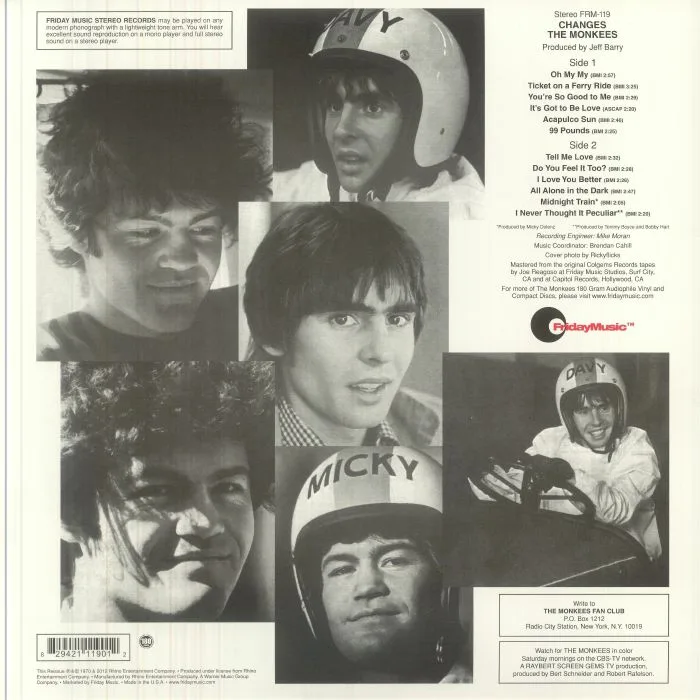 Back cover — The MONKEES — Changes