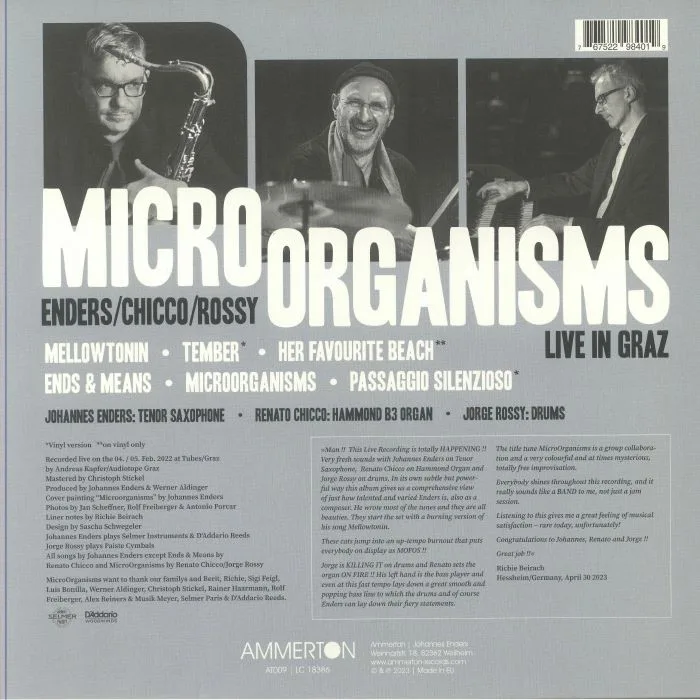 Back cover — Johannes ENDERS / RENATO CHICCO / JORGE ROSSY — Micro Organisms