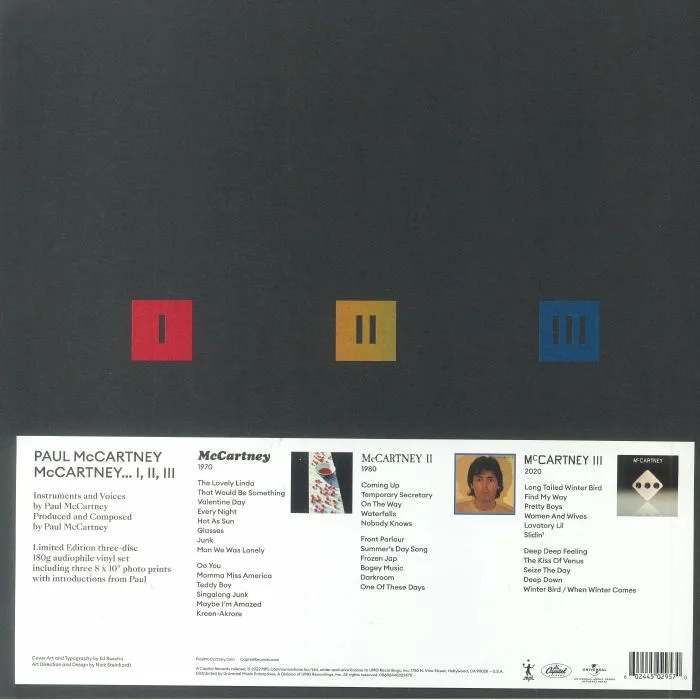 Back cover — Paul McCARTNEY — McCartney I & II & III