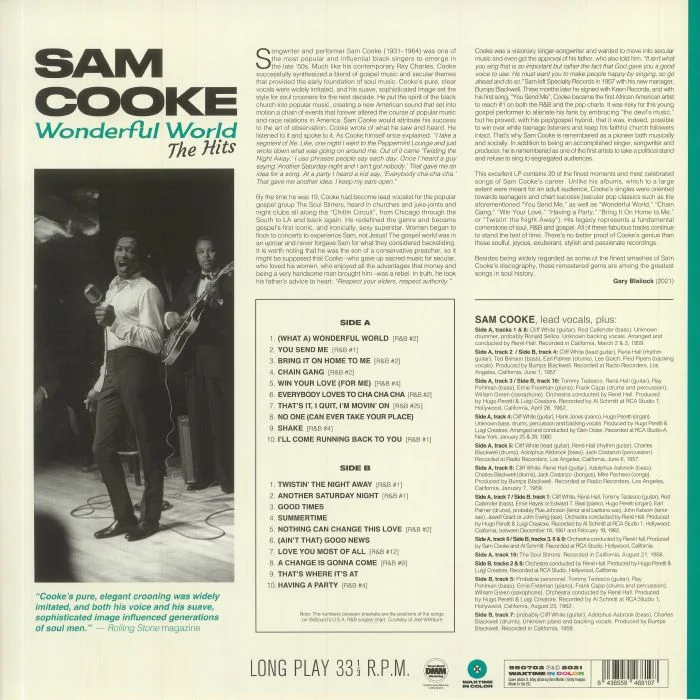 Обратная сторона обложки — Sam COOKE — Wonderful World: The Hits