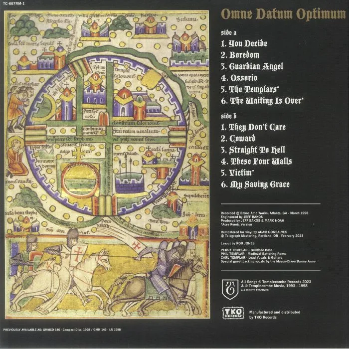 Back cover — TEMPLARS — Omne Datum Optimum (reissue)