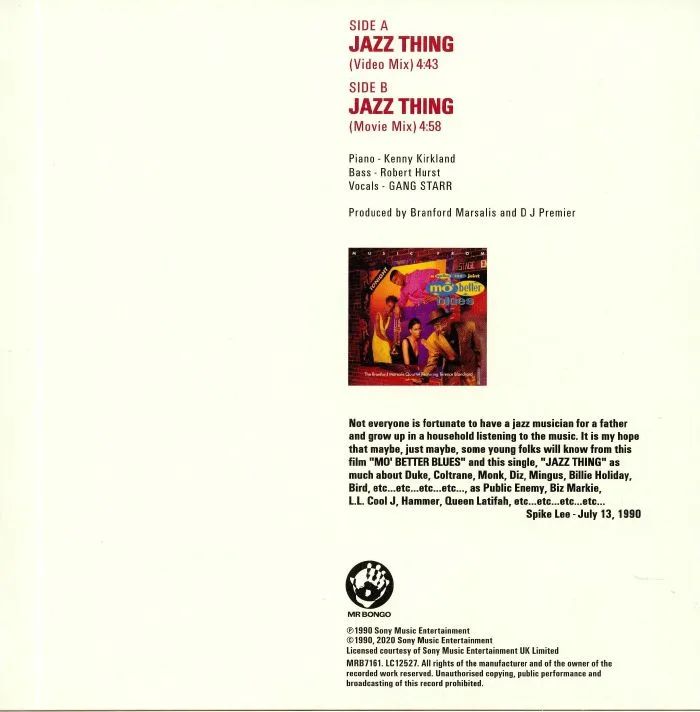 Обратная сторона обложки — GANG STARR — Jazz Thing (reissue)