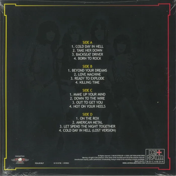 Обратная сторона обложки — STEELER — Come Hell Or Hollywood 1981-1982