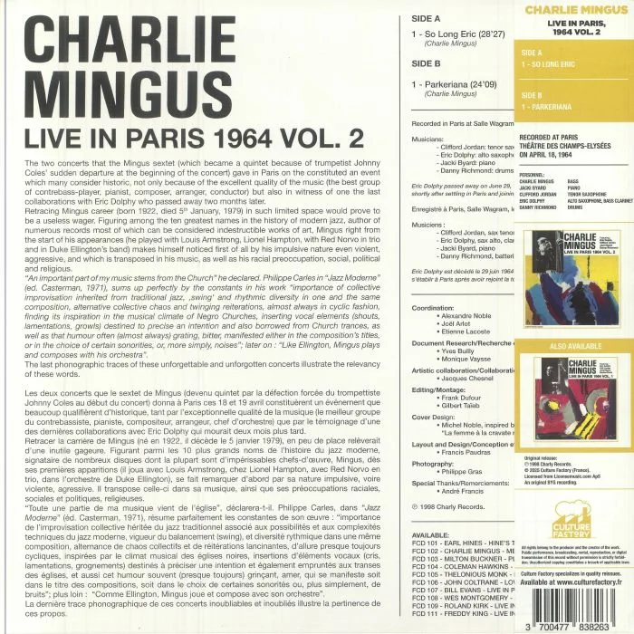 Back cover — Charlie MINGUS — Live In Paris 1964 Vol 2