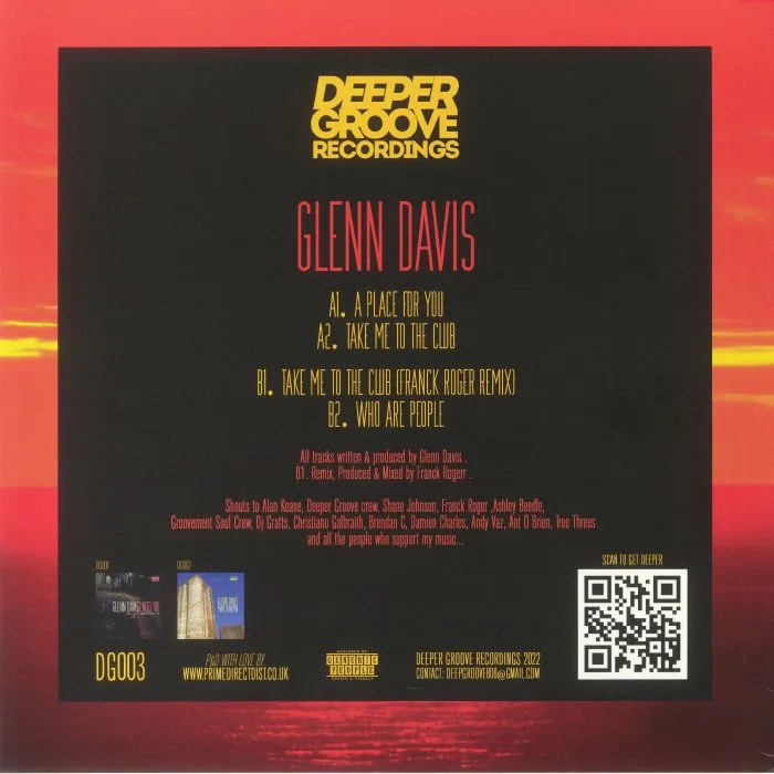 Обратная сторона обложки — Glenn Davis — A Place for You EP