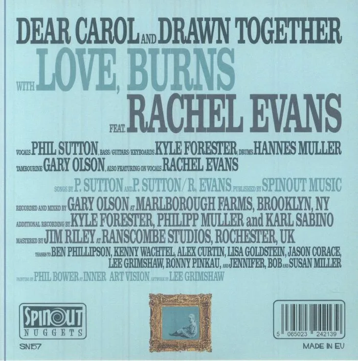 Back cover — LOVE BURNS feat RACHEL EVANS — Dear Carol