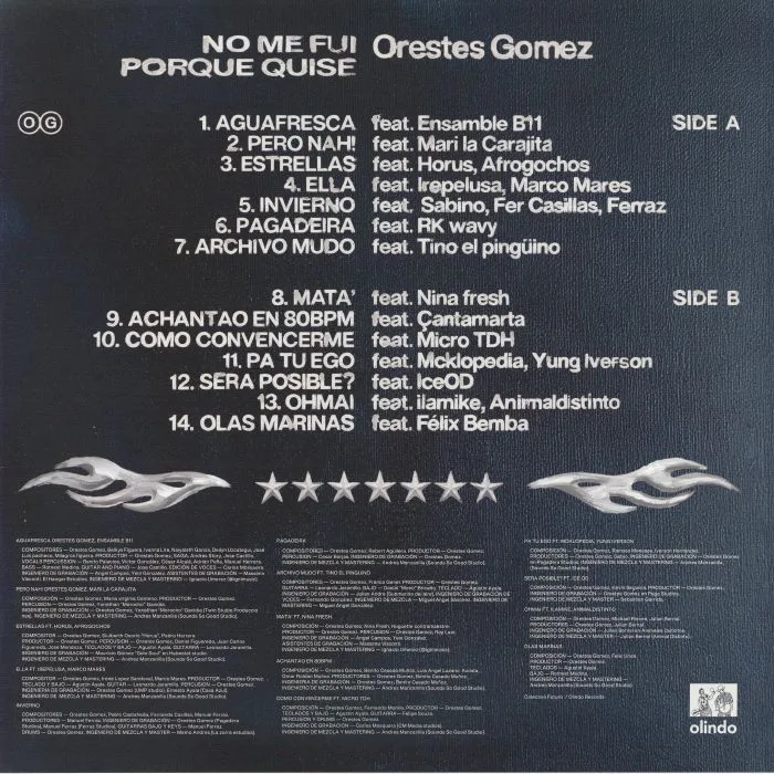 Back cover — Orestes GOMEZ — No Me Fui Porque Quise