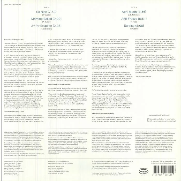 Back cover — SCANDINAVIAN ART ENSEMBLE with TOMASZ STANKO — The Copenhagen Session Vol 2