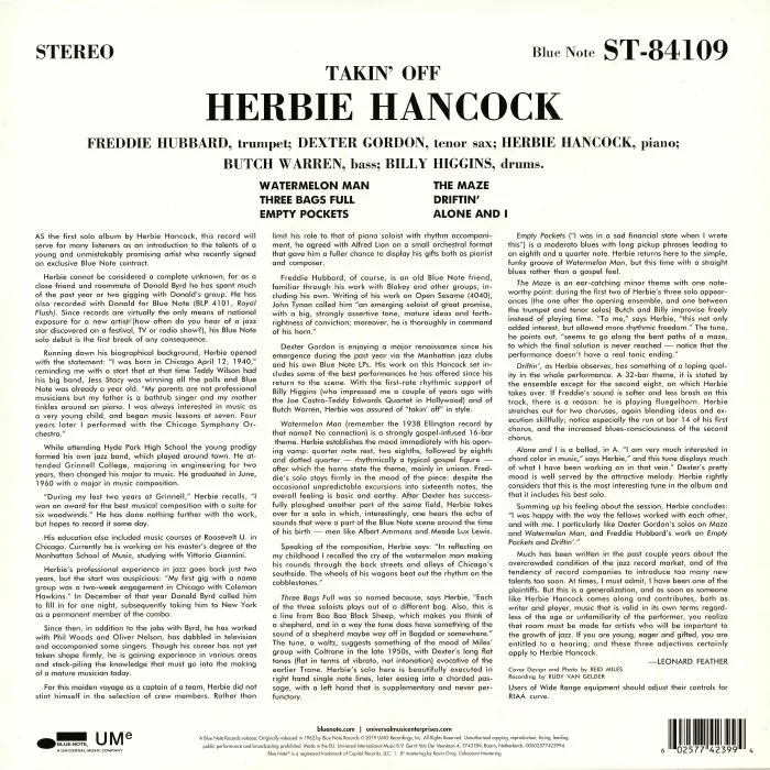 Обратная сторона обложки — Herbie HANCOCK — Takin' Off (reissue)
