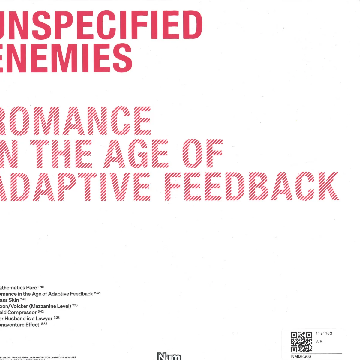 Back cover — Unspecified Enemies — Romance in the Age of Adaptive Feedback