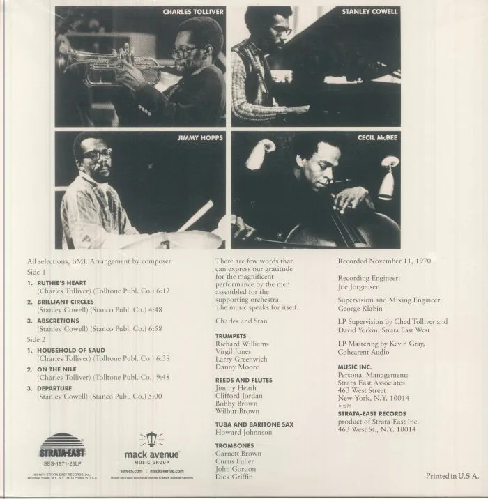 Back cover — Charles TOLLIVER / STANLEY COWELL — Music Inc (Deluxe Edition) (remastered)