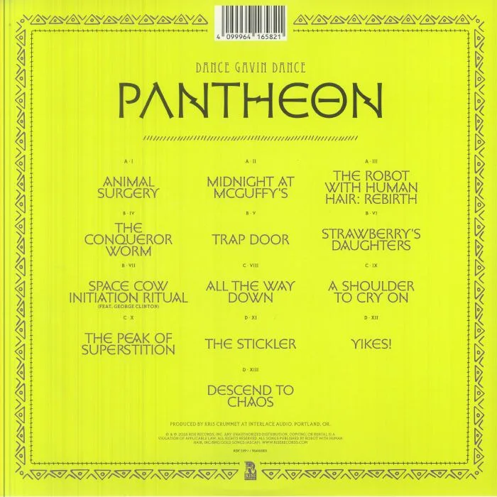 Обратная сторона обложки — DANCE GAVIN DANCE — Pantheon