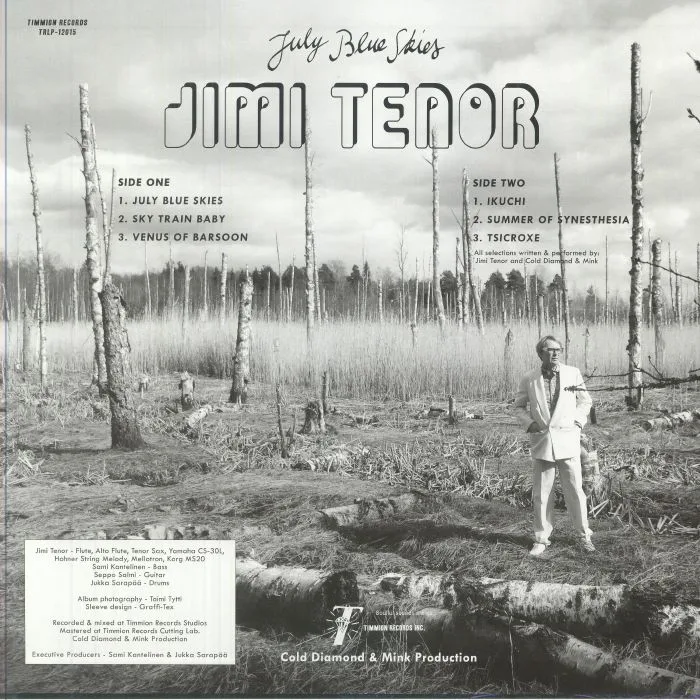 Обратная сторона обложки — Jimi TENOR / COLD DIAMOND & MINK — July Blue Skies