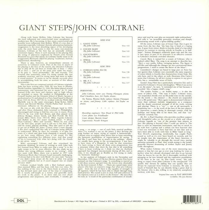 Back cover — John COLTRANE — Giant Steps