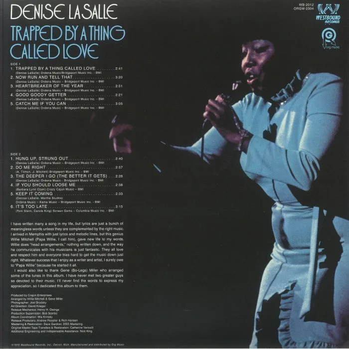 Обратная сторона обложки — Denise LASALLE — Trapped By A Thing Called Love (remastered)