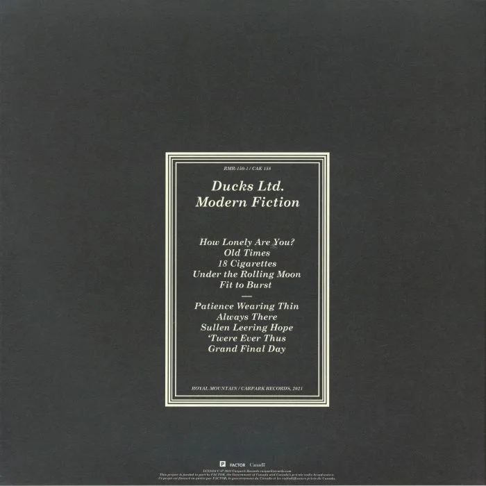 Back cover — DUCKS LTD — Modern Fiction (5th Anniversary Edition)