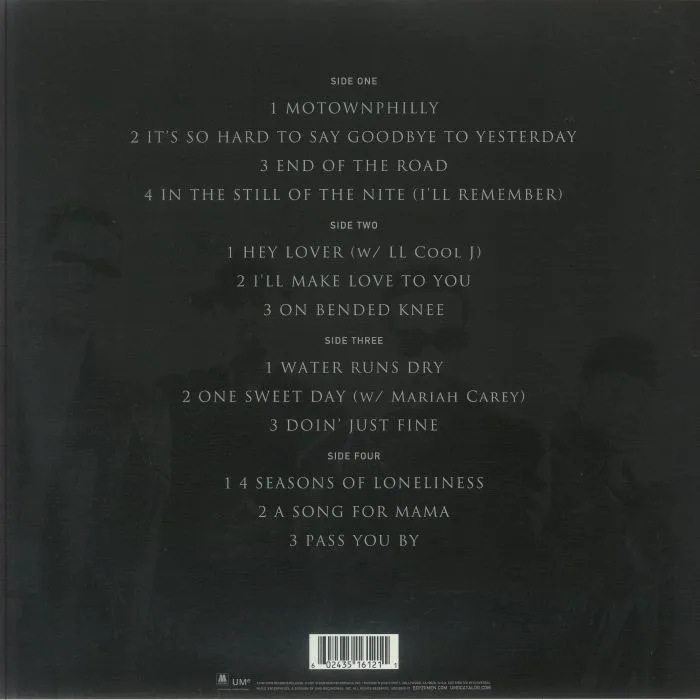 Обратная сторона обложки — BOYZ II MEN — Legacy: Greatest Hits