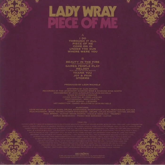 Обратная сторона обложки — LADY WRAY — Piece Of Me
