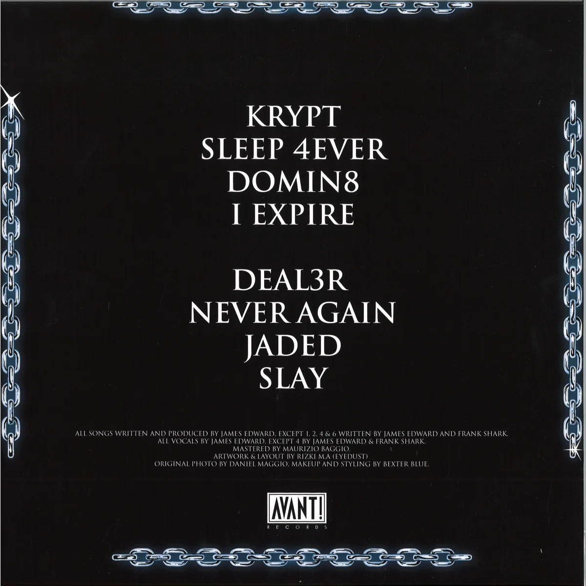 Back cover — Male Tears — Krypt LP