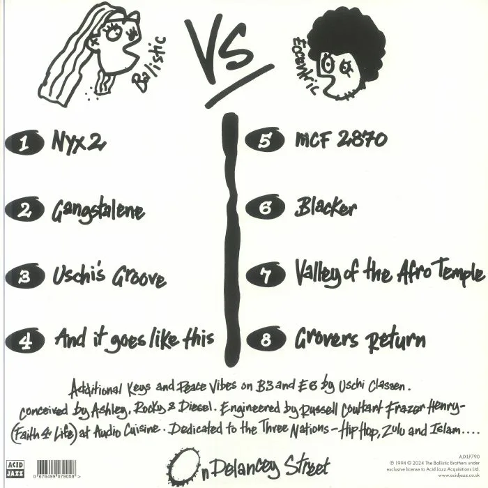 Обратная сторона обложки — The BALLISTIC BROTHERS / THE ECCENTRIC AFRO'S — The Ballistic Brothers Vs The Eccentric Afros Volume 1 (reissue)