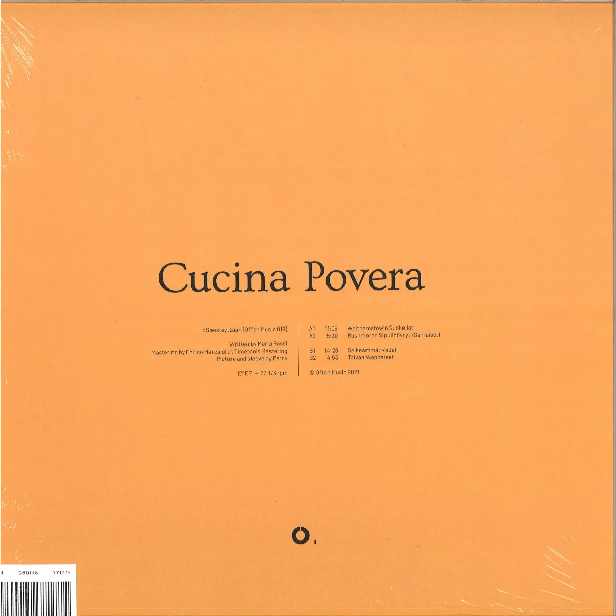 Обратная сторона обложки — Cucina Povera — SEESTEYTTÄÄ