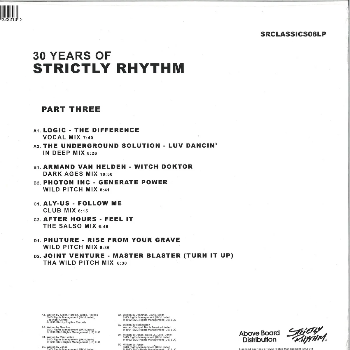 Обратная сторона обложки — Various — 30 Years Of Strictly Rhythm - Part Three