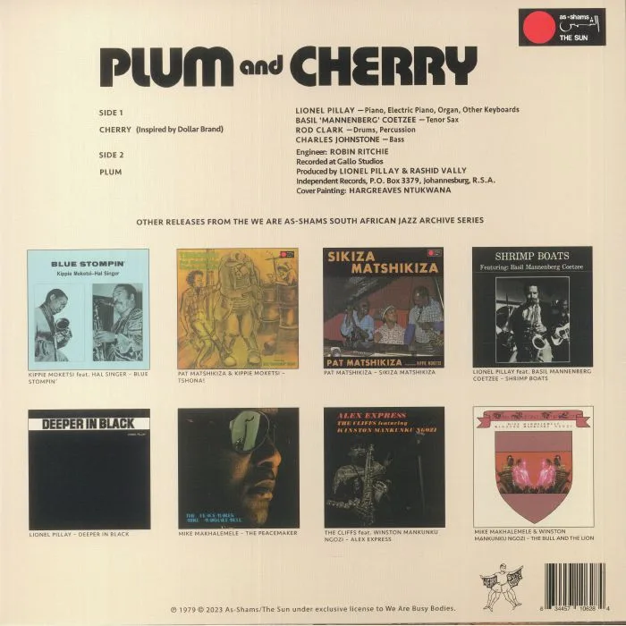 Обратная сторона обложки — Lionel PILLAY / BASIL MANNENBERY COETZEE — Plum & Cherry (reissue)