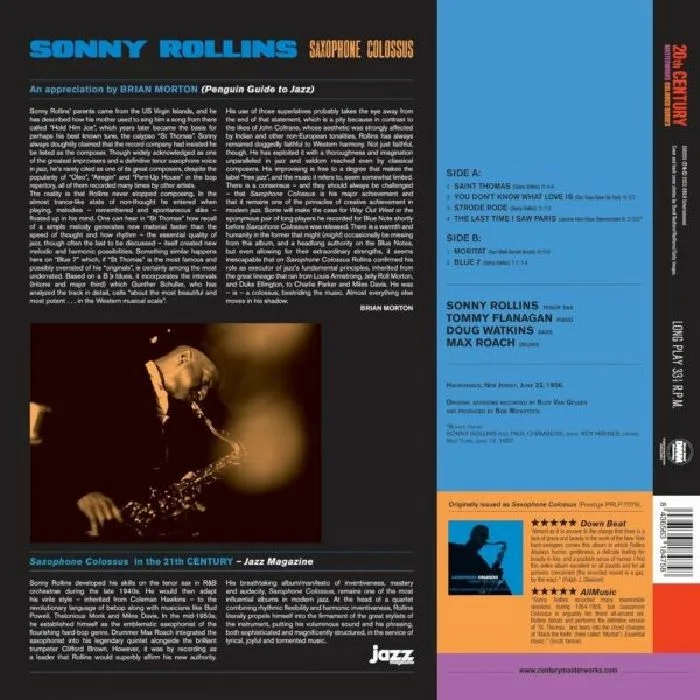 Обратная сторона обложки — Sonny ROLLINS — Saxophone Colossus (reissue)