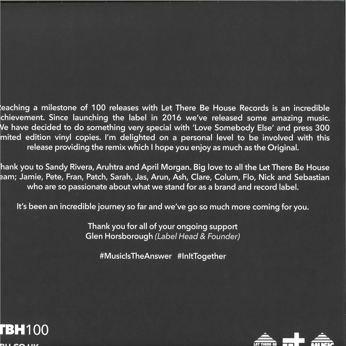Back cover — Sandy Rivera/Aruhtra Featuring April Morgan — Love Somebody Else
