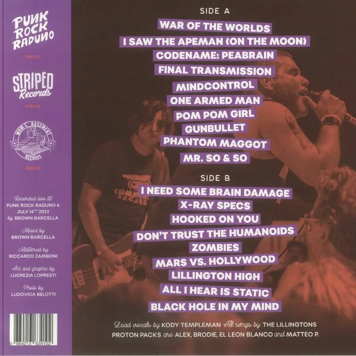 Back cover — Kody TEMPLEMAN / PROTON PACKS — Live At Punk Rock Raduno