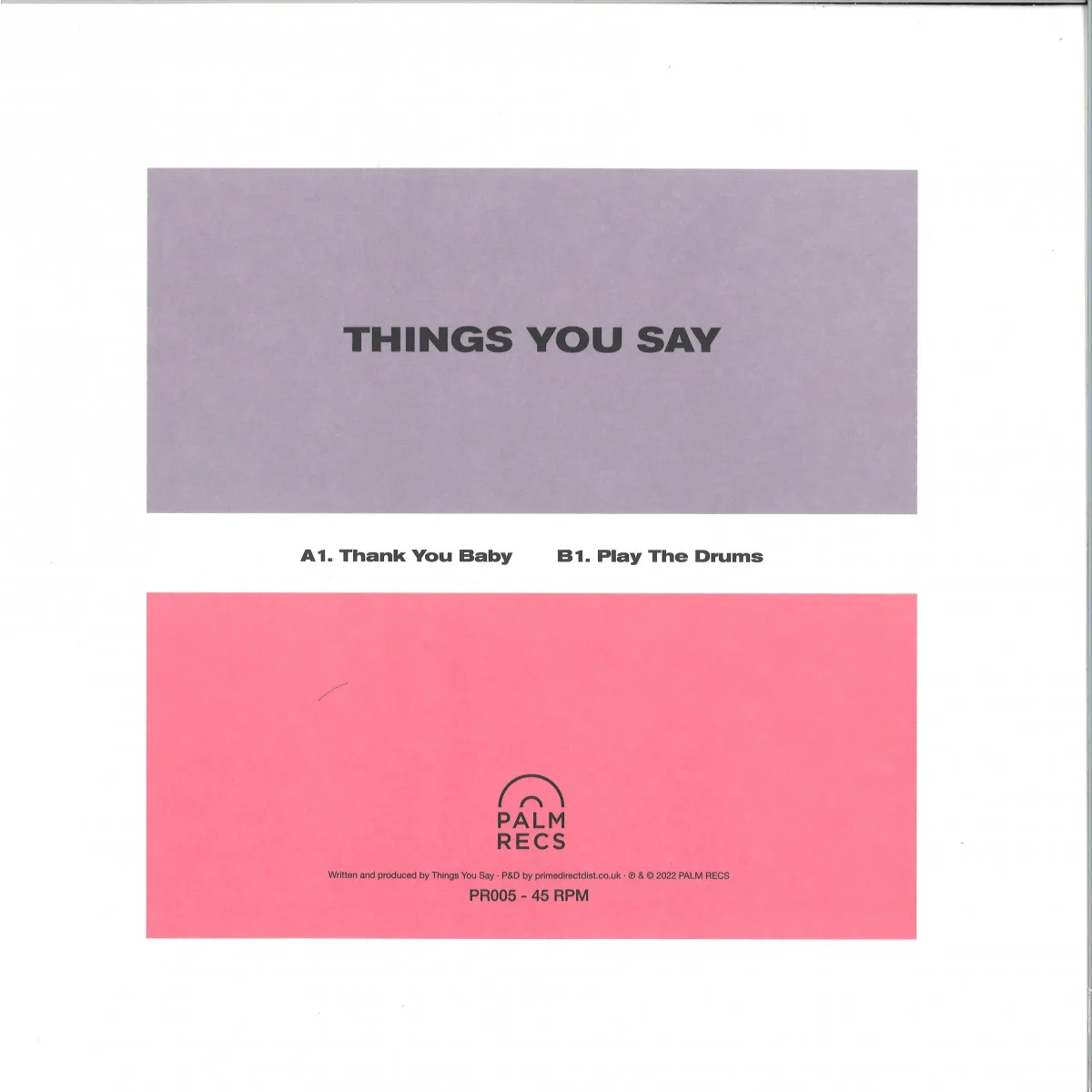 Back cover — Things You Say — Thank You Baby EP