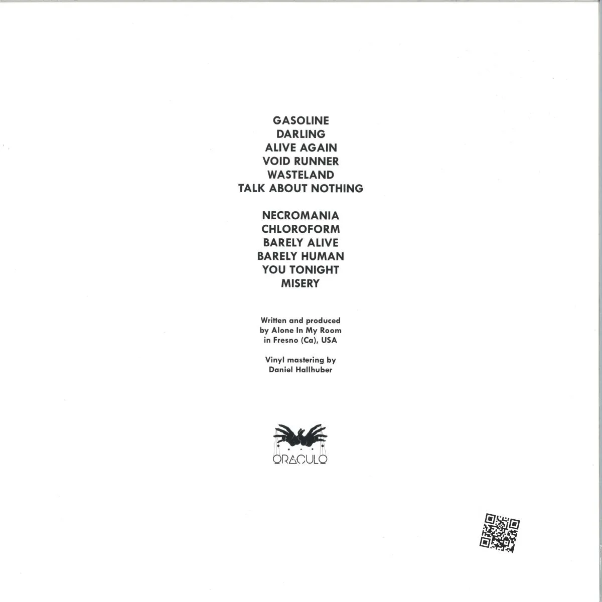 Back cover — ALONE IN MY ROOM — II LP