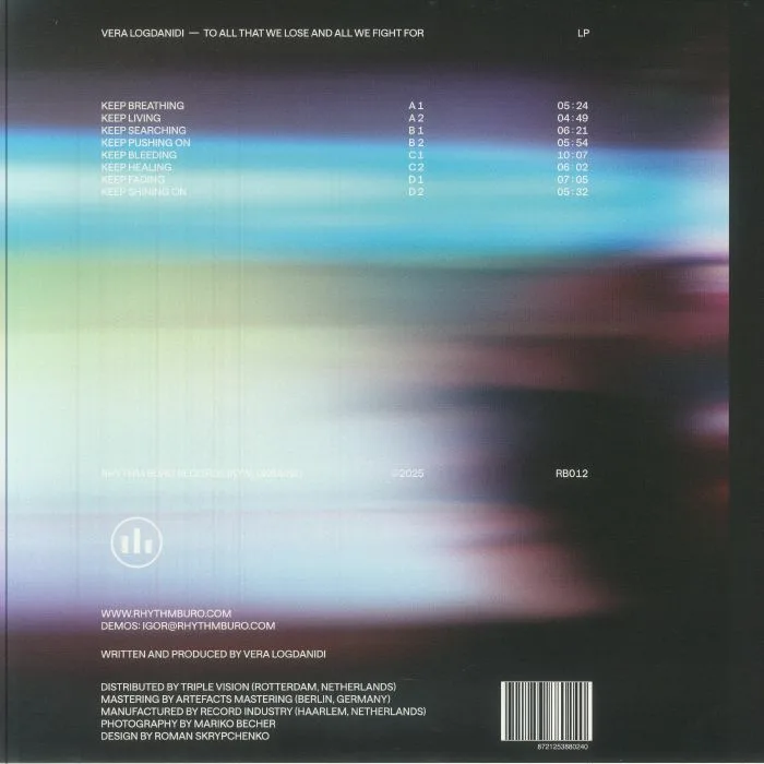 Back cover — Vera LOGDANIDI — To All That We Lose & All We Fight For