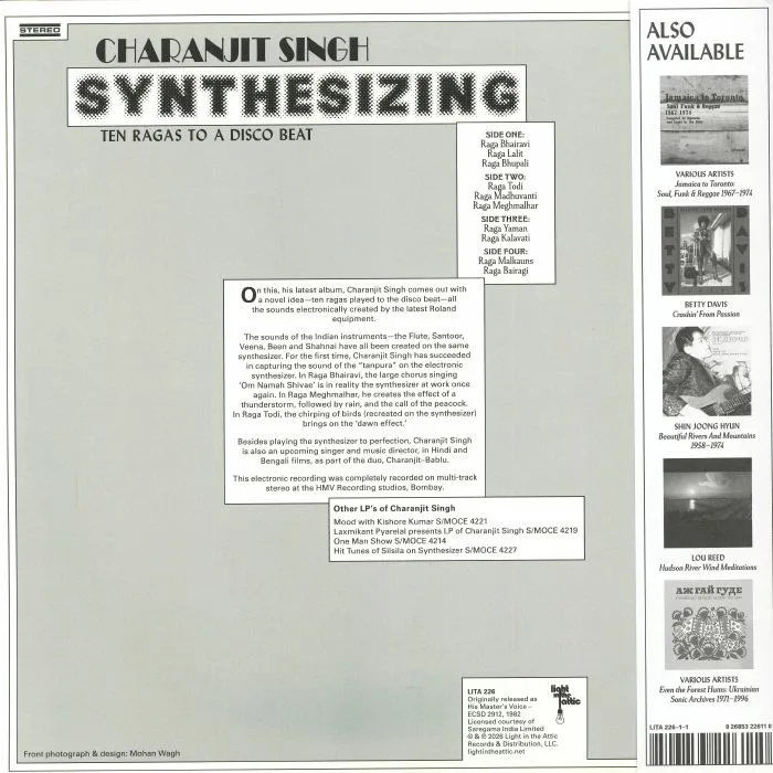 Обратная сторона обложки — Charanjit SINGH — Synthesizing: Ten Ragas To A Disco Beat
