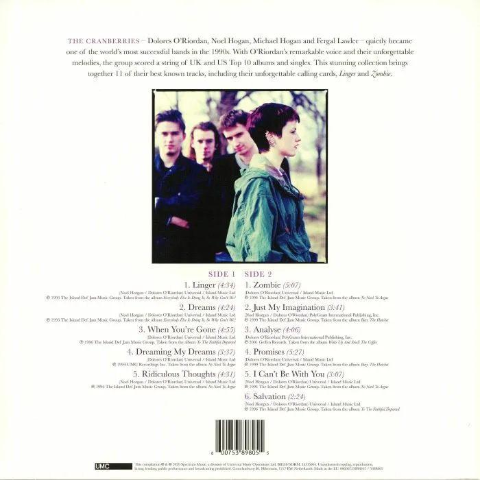Back cover — The CRANBERRIES — Dreams: The Collection