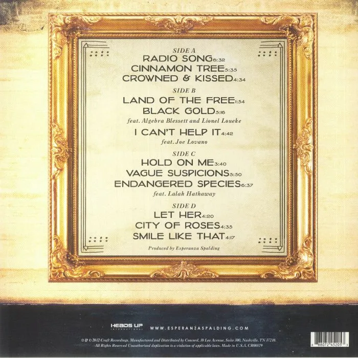 Back cover — Esperanza SPALDING — Radio Music Society (10th Anniversary Edition)