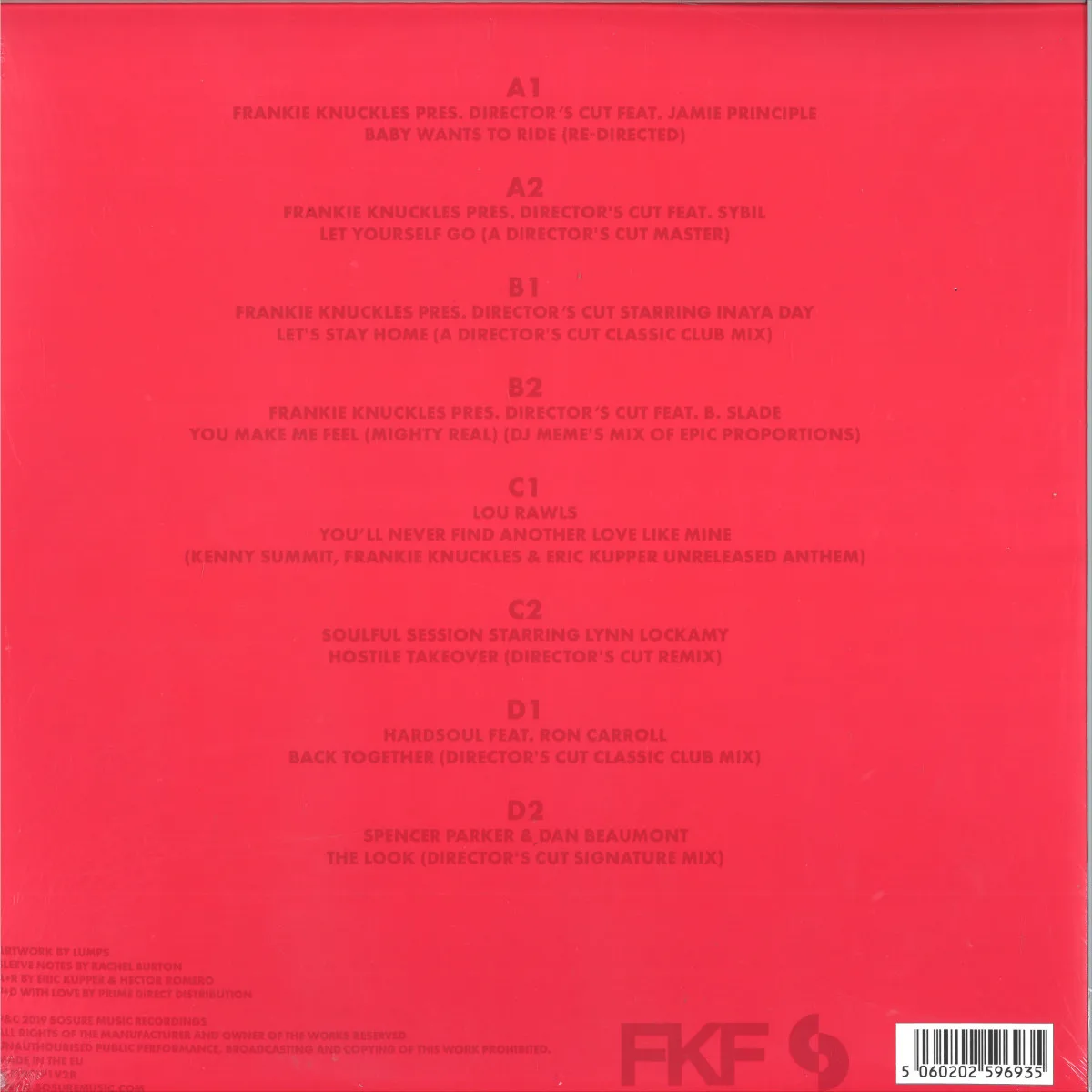 Back cover — Frankie Knuckles & Eric Kupper — The Director’s Cut Collection Volume Two 2x12"